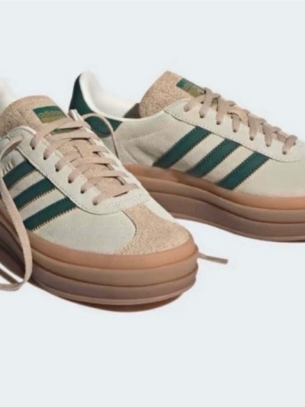 adidas Cream and Teal Platform Lace-Up Sneakers